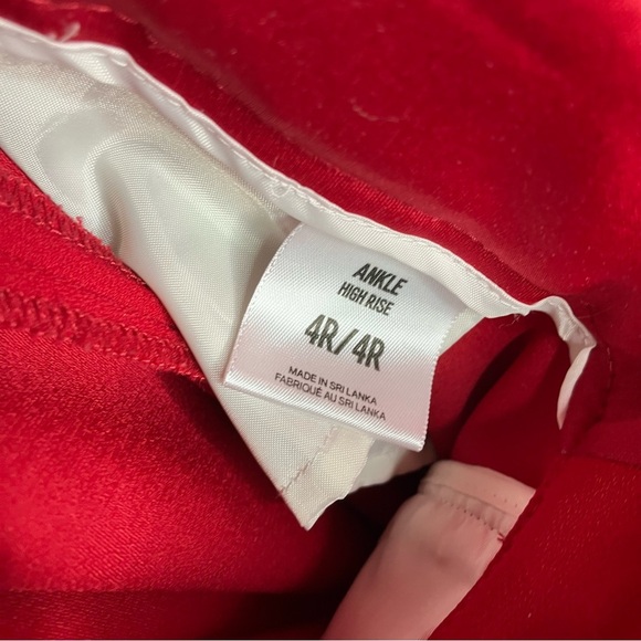 Express red ankle high rise pants paperbag waist women’s size 4R dress pants - Picture 6 of 7
